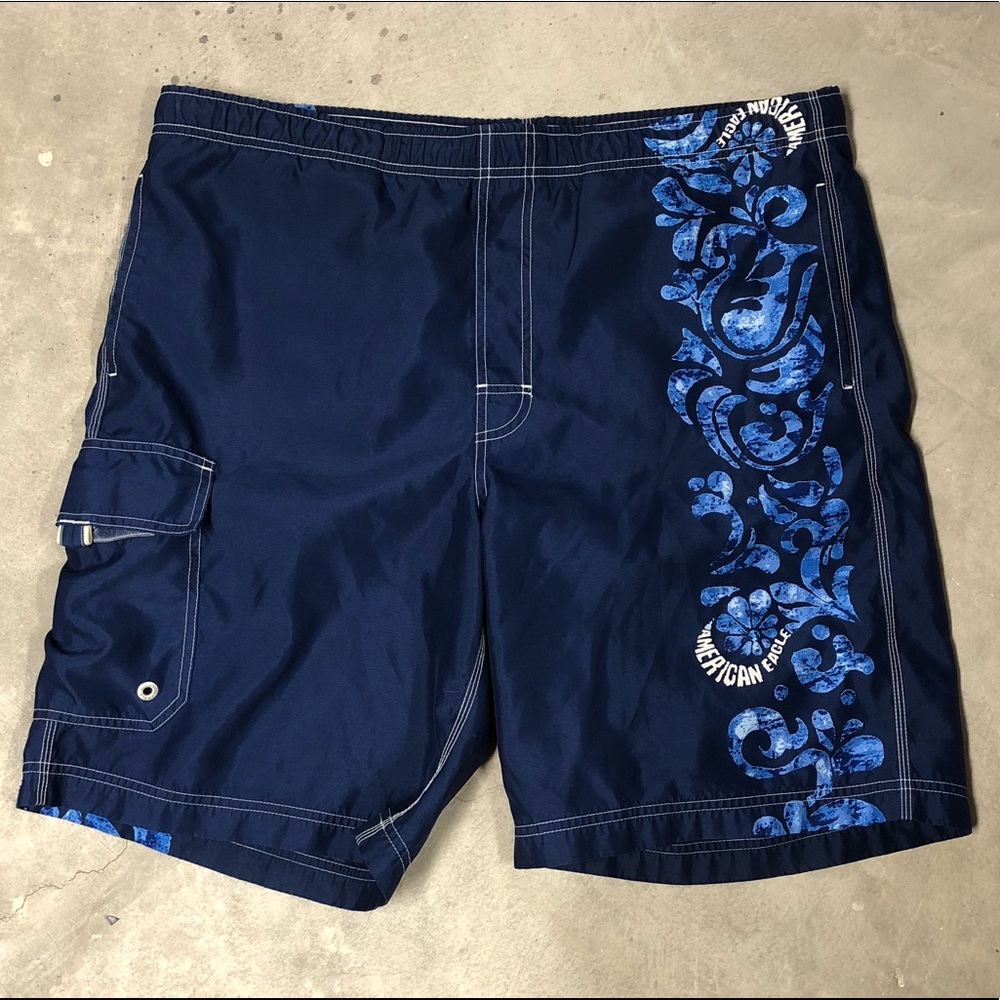 Mens American Eagle Blue Swim Trunks Size Large